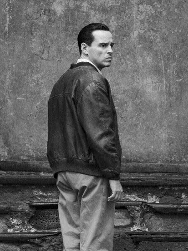 Andrew Scott Ripley Black Bomber Leather Jacket