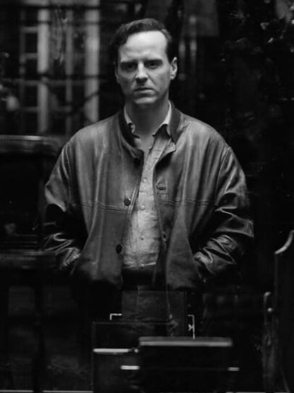 Andrew Scott Ripley Black Bomber Leather Jacket