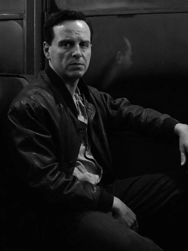 Andrew Scott Ripley Black Bomber Leather Jacket