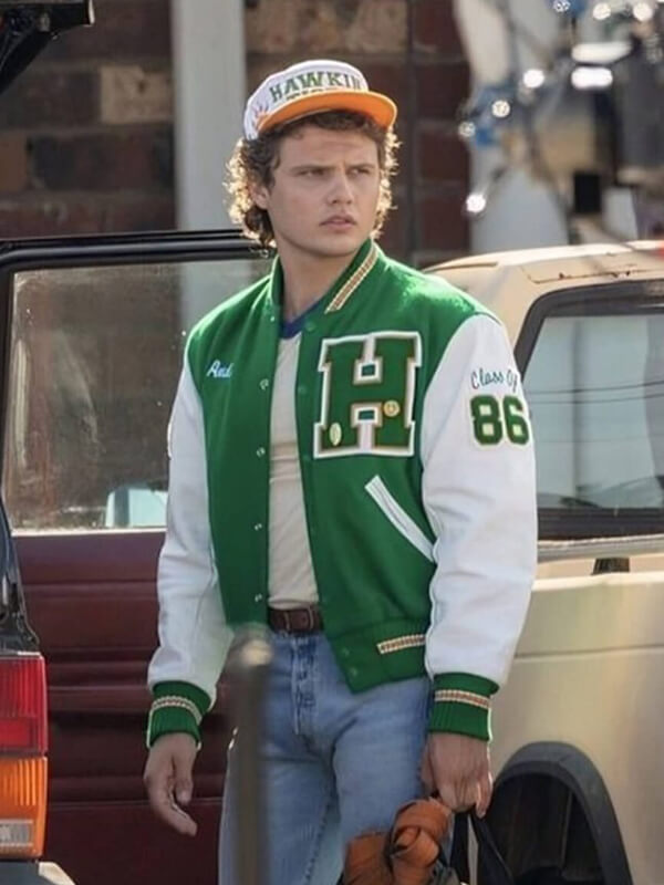 Andy Stranger Things S04 Green Varsity Jacket