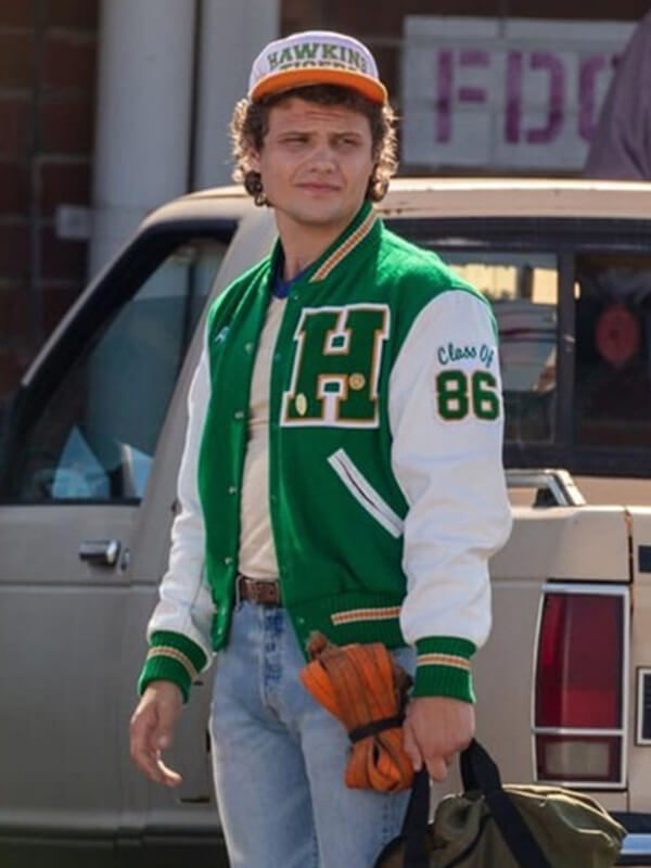 Andy Stranger Things S04 Green Varsity Jacket