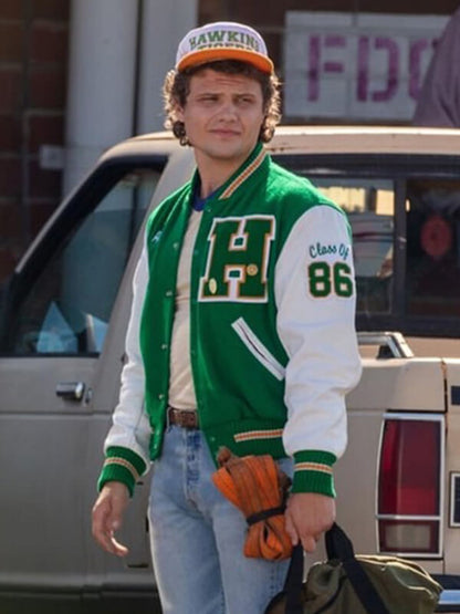 Andy Stranger Things S04 Green Varsity Jacket