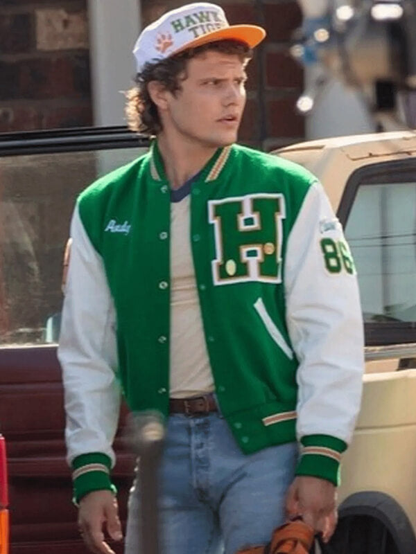 Andy Stranger Things S04 Green Varsity Jacket
