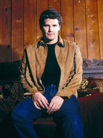Angel David Boreanaz Brown Suede Leather Jacket