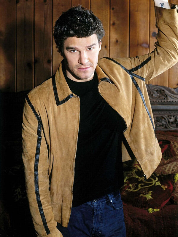 Angel David Boreanaz Brown Suede Leather Jacket