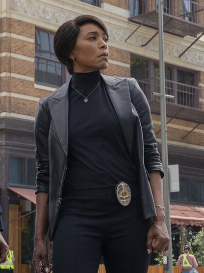 Angela Bassett 9-1-1 S04 Black Leather Blazer