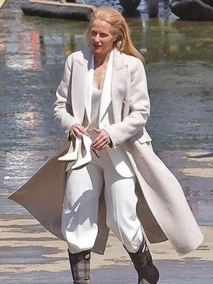 Animal 2026 Gillian Anderson Gray Wool Coat