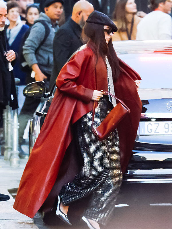 Anne Hathaway The Devil Wears Prada 2 Red Leather Coat