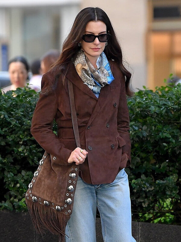 Anne Hathaway The Devil Wears Prada 2 Suede Blazer