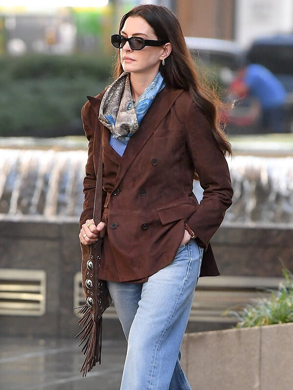 Anne Hathaway The Devil Wears Prada 2 Suede Blazer