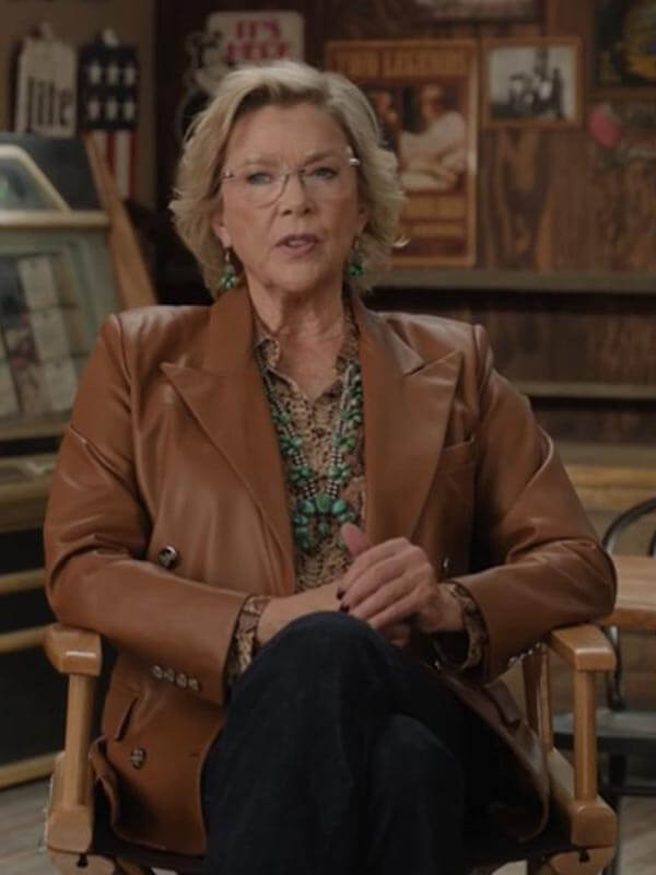 Annette Bening Dutton Ranch 2026 Brown Leather Blazer