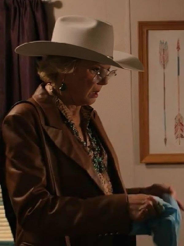 Annette Bening Dutton Ranch 2026 Brown Leather Blazer