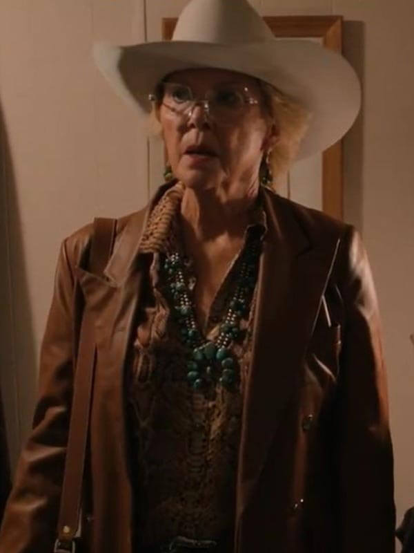 Annette Bening Dutton Ranch 2026 Brown Leather Blazer