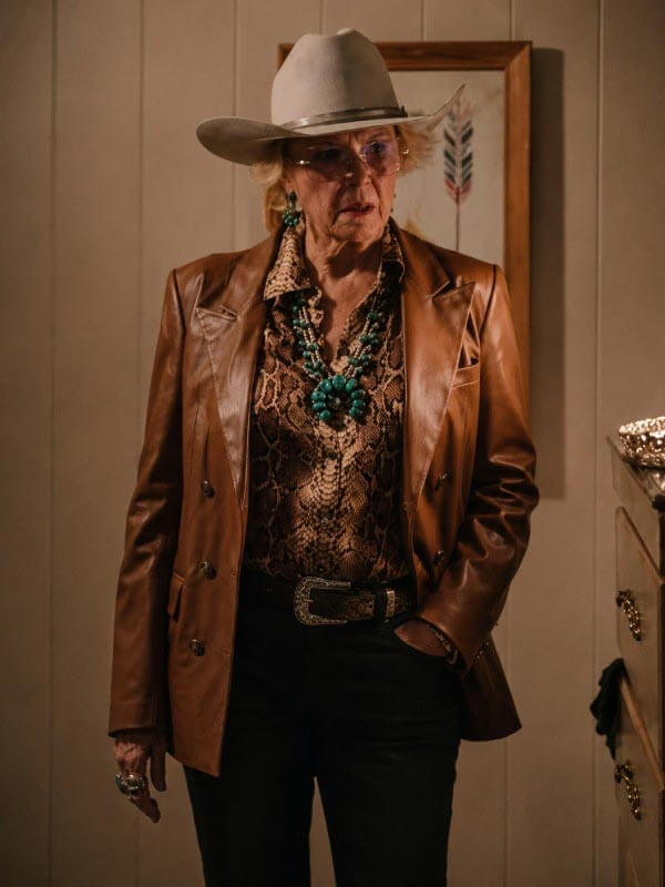 Annette Bening Dutton Ranch 2026 Brown Leather Blazer