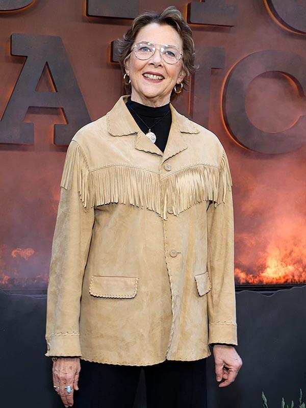 Annette Bening Dutton Ranch Premiere Suede Fringe Jacket