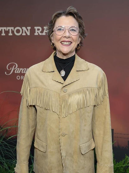 Annette Bening Dutton Ranch Premiere Suede Fringe Jacket