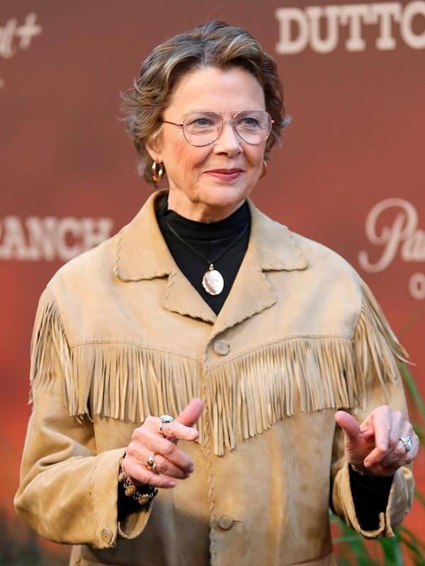 Annette Bening Dutton Ranch Premiere Suede Fringe Jacket