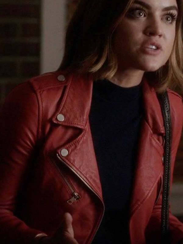 Aria Montgomery Pretty Little Liars Red Leather Jacket