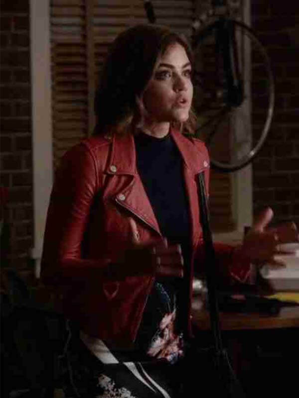 Aria Montgomery Pretty Little Liars Red Leather Jacket