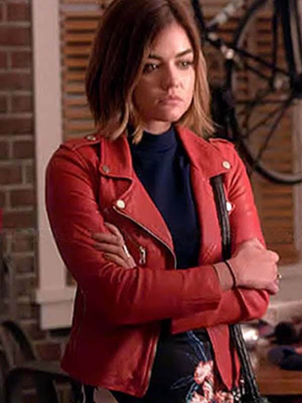 Aria Montgomery Pretty Little Liars Red Leather Jacket