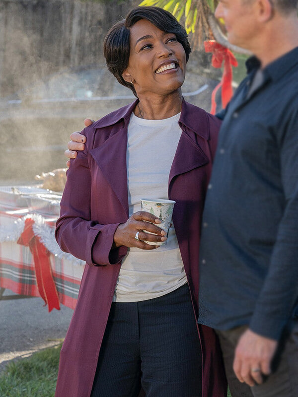 Athena Grant 9-1-1 S05 Angela Bassett Maroon Trench Coat