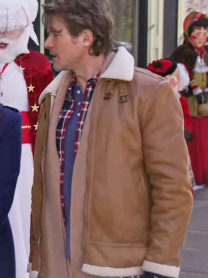 Believe in Christmas John Reardon Brown Leather Jacket