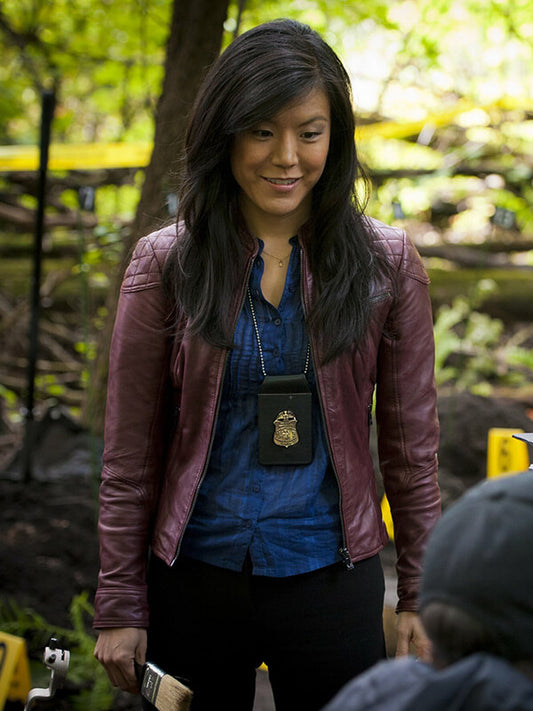 Beverly Katz Hannibal S01 Maroon Leather Jacket