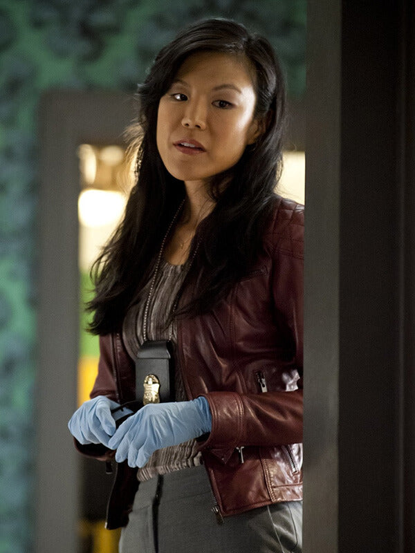 Beverly Katz Hannibal S01 Maroon Leather Jacket