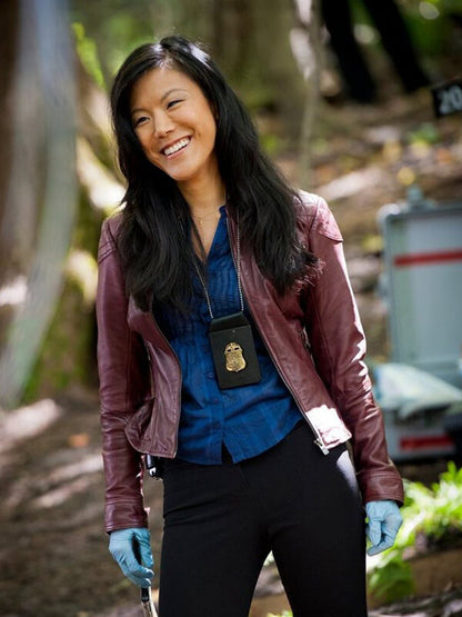 Beverly Katz Hannibal S01 Maroon Leather Jacket