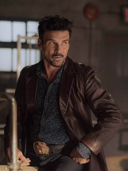Bill Bevilaqua Tulsa King Brown Leather Blazer