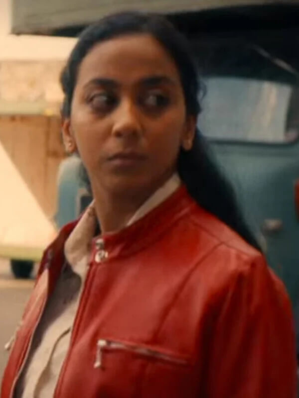 Black Mirror S06 Nida Huq Red Leather Jacket