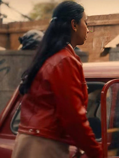 Black Mirror S06 Nida Huq Red Leather Jacket