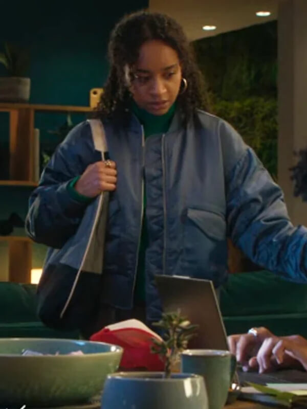 Black Mirror S07 Siena Kelly Blue Bomber Jacket