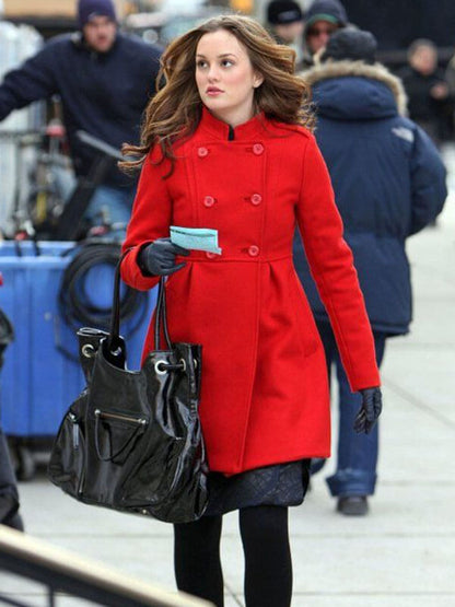 Blair Waldorf Gossip Girl Red Wool Coat