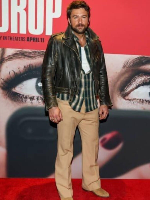 Brandon Sklenar Drop 2025 Black Biker Jacket