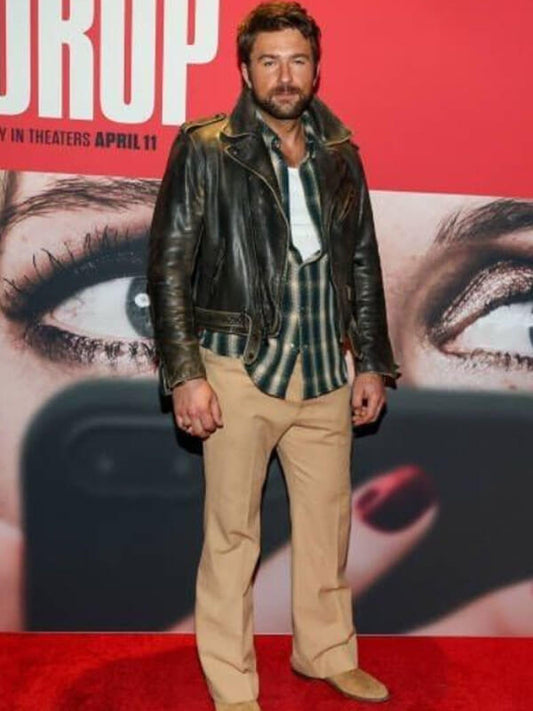 Brandon Sklenar Drop 2025 Black Biker Jacket