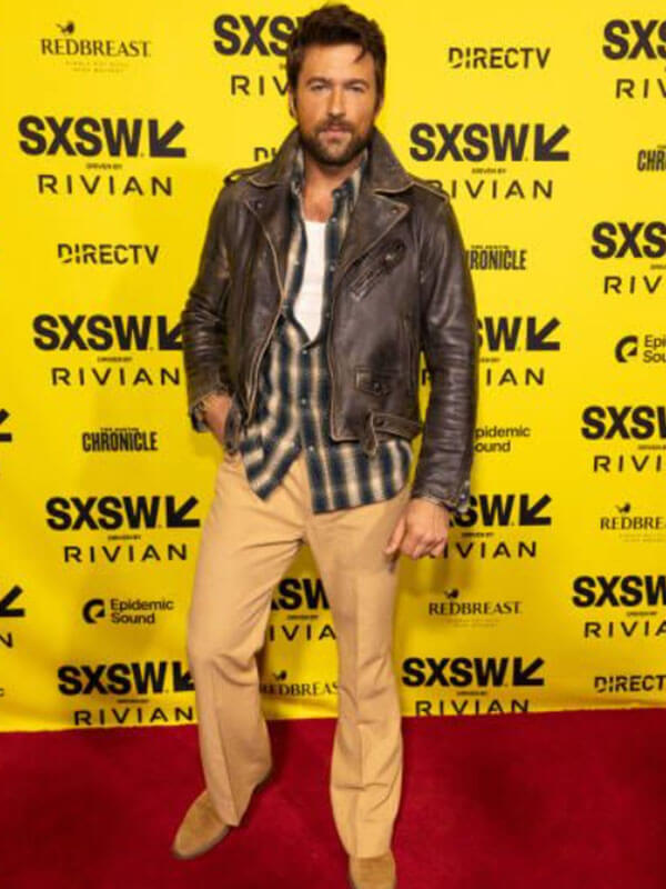 Brandon Sklenar Drop 2025 Black Biker Jacket