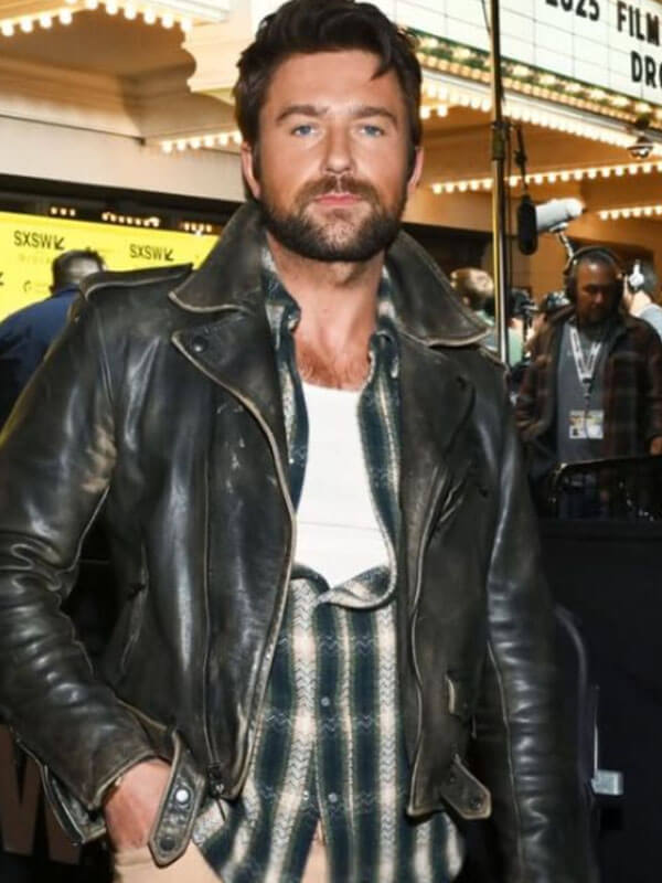 Brandon Sklenar Drop 2025 Black Biker Jacket