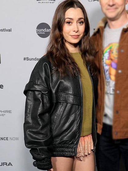Buddy 2026 Cristin Milioti Black Leather Jacket