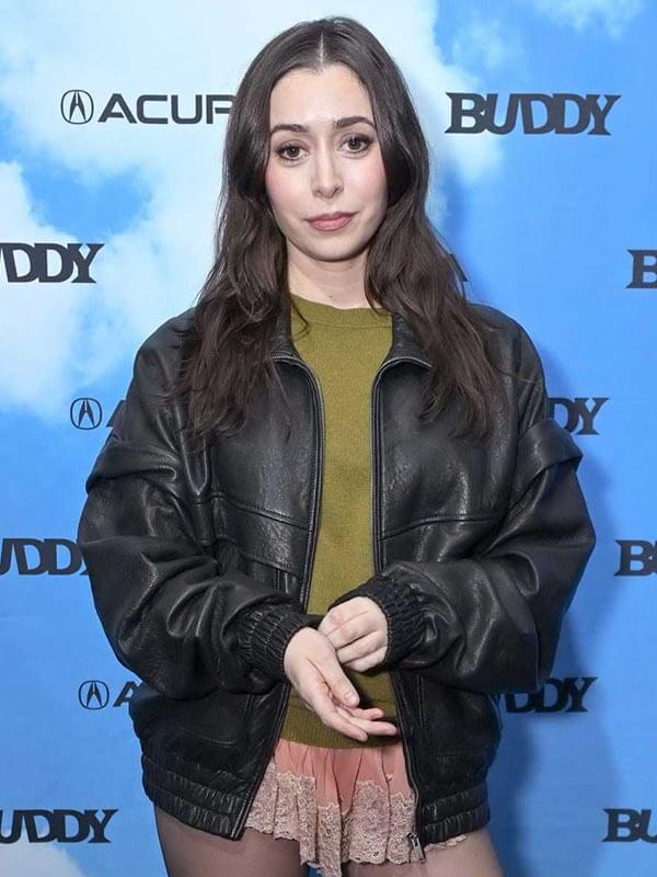 Buddy 2026 Cristin Milioti Black Leather Jacket