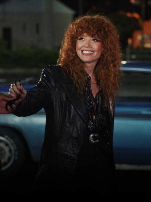 Charlie Cale Poker Face S02 Black Leather Coat