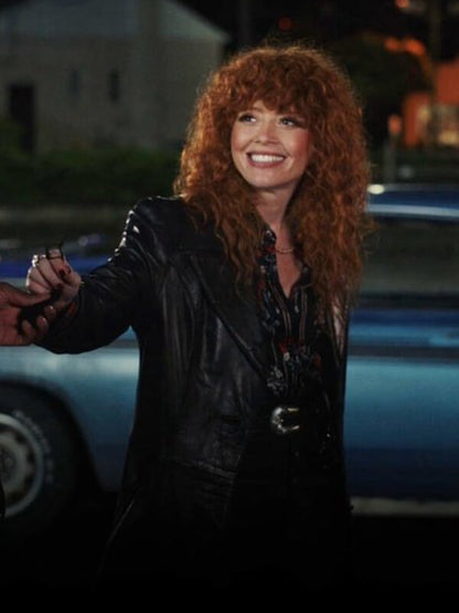 Charlie Cale Poker Face S02 Black Leather Coat