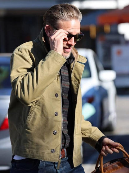Charlie Hunnam Khaki Cotton jacket