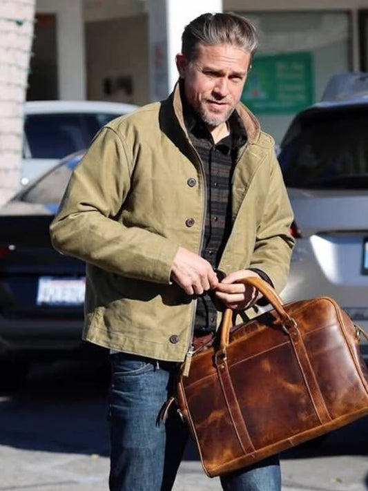 Charlie Hunnam Khaki Cotton jacket
