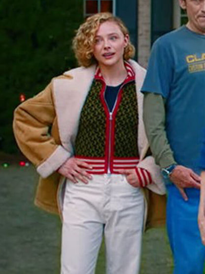 Chloe Grace Moretz Oh What Fun 2025 Shearling Coat