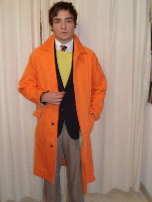 Chuck Bass Gossip Girl Orange Wool Coat