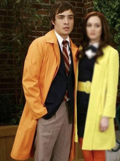 Chuck Bass Gossip Girl Orange Wool Coat