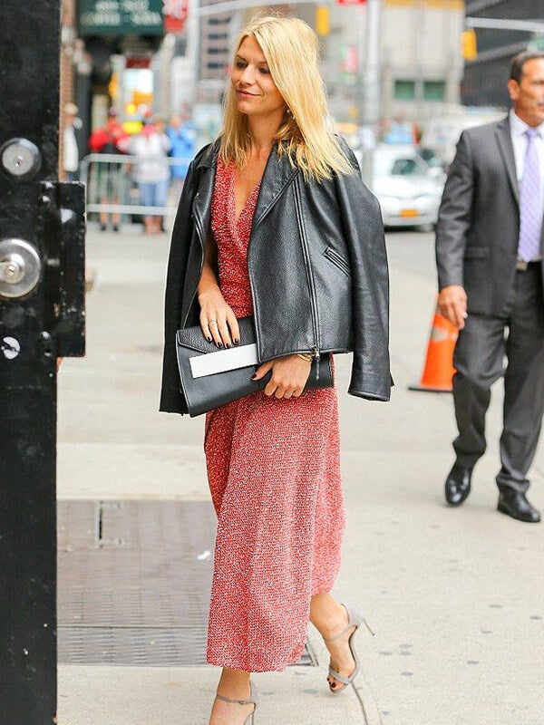 Claire Danes Biker Black Leather Jacket