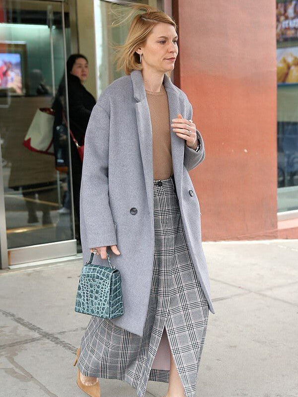 Claire Danes Grey Wool Coat