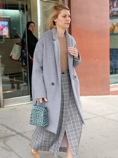 Claire Danes Grey Wool Coat